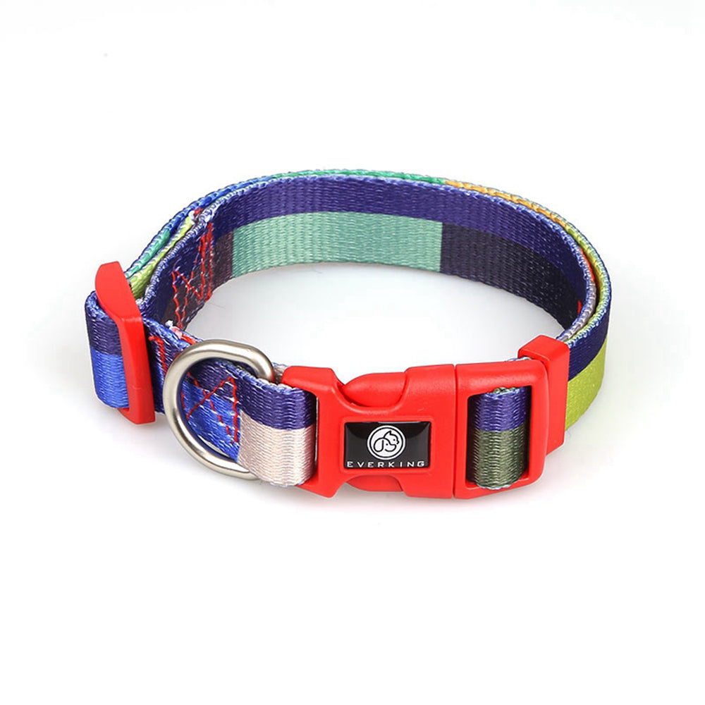 Blue striped dog leash collar set of 7 pieces